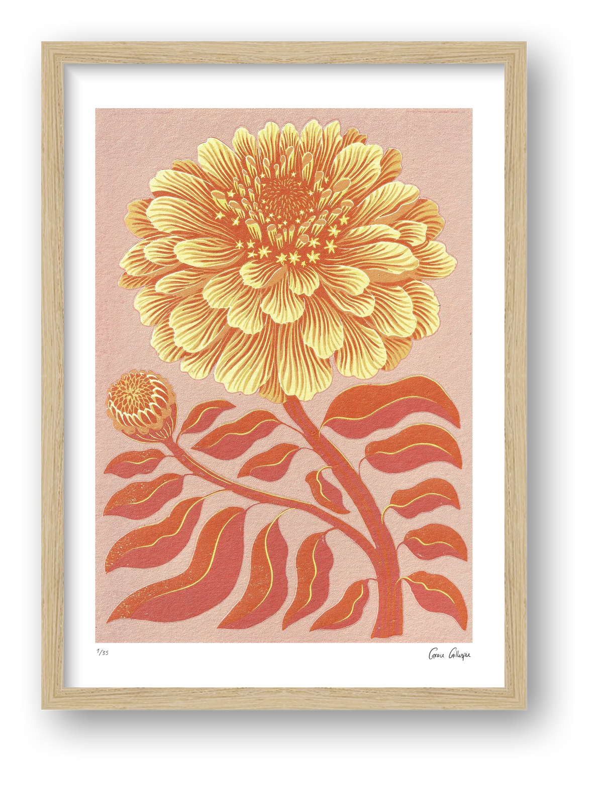 Zinnia Orange — framed (Oak)