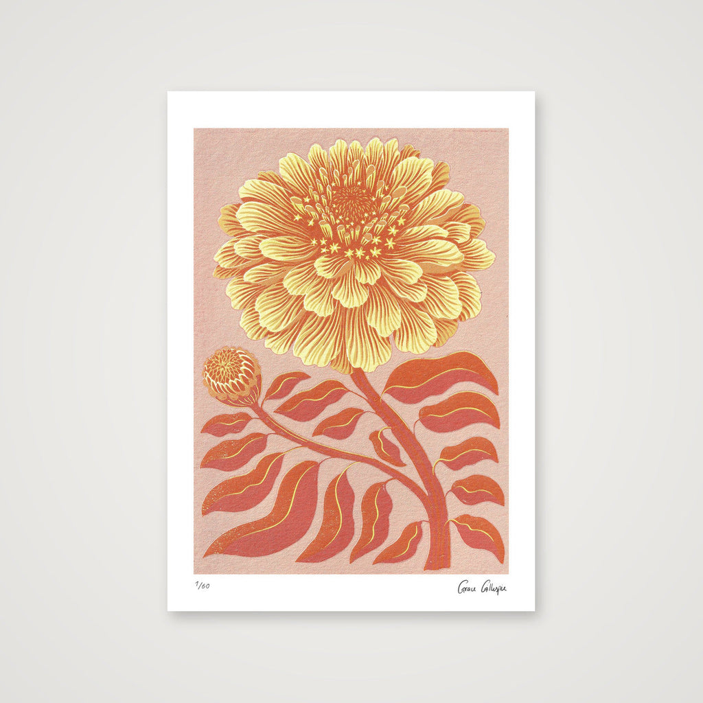 Zinnia Orange — A4 (21×30cm, 8×12") Print only